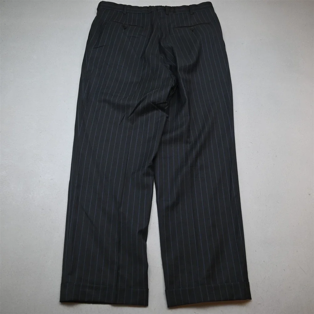 Luigi Bianchi Mantova 42R 34x30 Gray Striped 100% Wool Italy Jacket Pants Suit